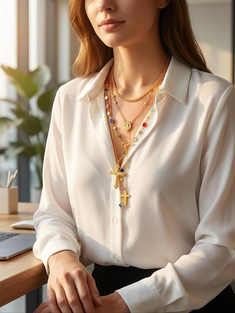 Cross Necklace Set Stackable Adjustable - Picture 6 of 6
